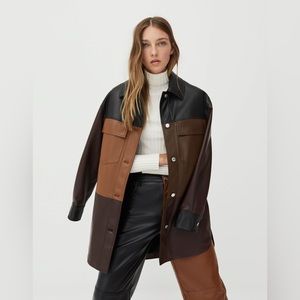 Bershka Patchwork Faux Leather Shacket Size S
